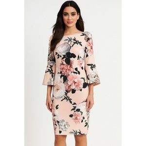 Calvin Klein Elegant Floral Dress Size 14 Knee Length